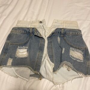 Double stitched jean shorts